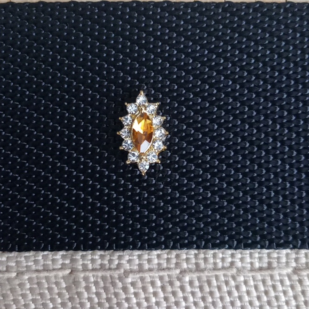NEW CLEAR AND TOPAZ COLORED RHINESTONES ON GOLD BACK NAIL JEWEL CHARM